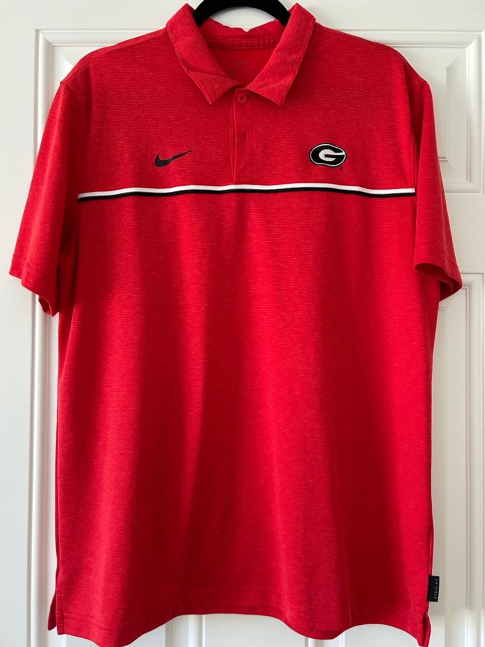 Nike Red Georgia Bulldogs Polo with Black & White Chest Stripe
